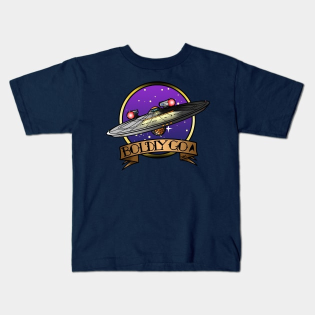 U.S.S. Enterprise - Boldly Go! Kids T-Shirt by DukeTheBear